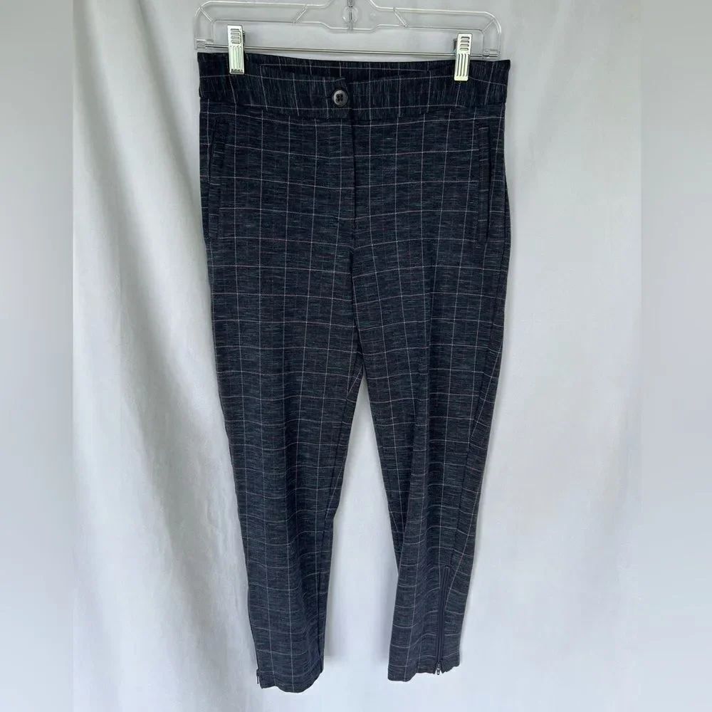 Betabrand Capri Yoga Dress Pants Women Size Small Blue Plaid W1437-CEC